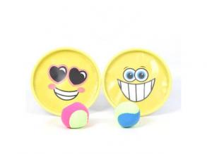 Smiley mintás sárga catch ball ügyességi játék szett
