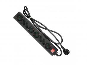 VT-1118-2 8 Lyukú Csatlakozóaljzat Kapcsolóval (3G1.5mm2 X1.5M) - Fekete