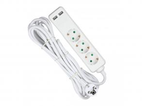 VT-1124-5 3 Utas Aljzat 2 Usb-Vel (3G1.5mm2 X5M) - Fehér