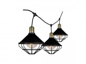 VT-717S LED-Es Fényfüzér (3M) Izzóval (6 Izzó) - Matt Fekete IP65