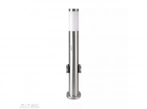 E27 Bollard lámpa 60cm PIR érzékelő 2 EU csatlakozó rozsdamentes acél szatén nikkel IP44