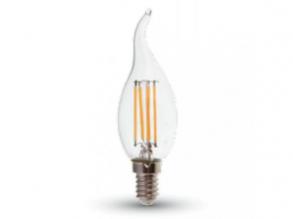 LED lámpa , égő , izzószálas hatás , filament , láng , gyertya , E14 foglalat , 4 Watt , 300° , meleg fehér