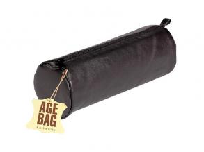 Clairefontaine Age-bag kerek 22x8cm bőr fekete tolltartó