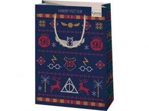 Green Grass Harry Potter karácsonyi minták nagy méretű prémium ajándéktáska 26x14x33cm