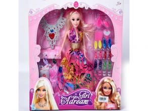 Hercegnő divatbaba nyaklánccal, cipőkkel egyéb kiegészítőkkel