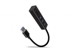 Axagon HMA-CR3A 3 portos USB3.2. Gen 2 fekete HUB kártyaolvasóval
