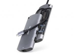Axagon HMC-6M2 SUPERSPEED USB-C COMBO ezüstfekete 6IN1 HUB