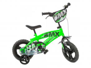 BMX collos gyerek bicikli oldalkerekekkel zöld-fekete színben  Dino Bikes kerékpár
