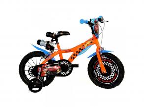 Hot Wheels 16 gyerek bicikli kulacstartóval és oldalkerekekkel narancssárga-fekete színben  Dino Bikes kerékpár