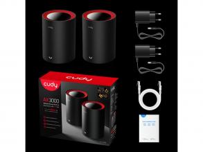CUDY M3000(2-Pack) kétsávos AX3000 WIFI6 MESH fekete 2,5 gigabit router (2db-os szett)