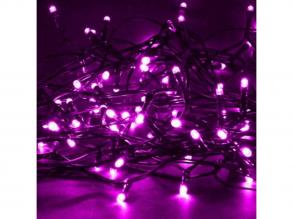 Led fényfüzér , kültéri , napelemes , 50 LED , 5 m , rózsaszín , IP44