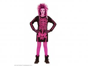 Csontvázlány ruha, fekete-pink lány jelmez