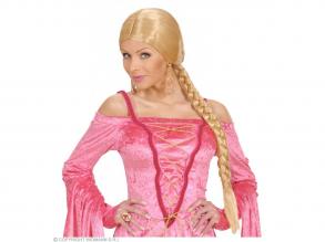 Várúrnő paróka, hosszú copffal, szőke