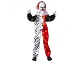 Színváltós világító szemű gyilkos bohóc, 90 cm - halloween dekoráció