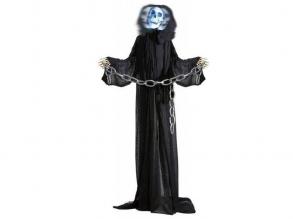 Szenzoros aktiválású, forgó fejű Grim Reaper figura, hang-és fényeffektes 162 cm