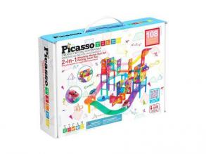 PicassoTiles golyópálya és versenypálya  mágneses építőelemek  108 darab