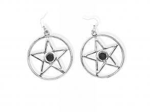 Ezüstszínű fülbevaló fekete díszkővel