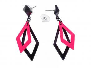 Fekete-neon pink fülbevaló