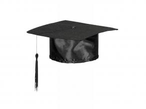 Diplomaosztós kalap, szatén, fekete