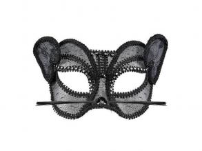 Áttetsző csipkés macskaszem-maszk, strasszkövekkel