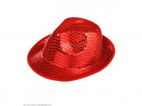 Piros színű csillogó női kalap 1 db