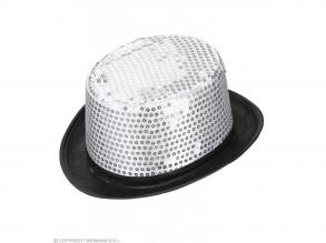 Cilinder kalap ezüst csillogó színben 1 db