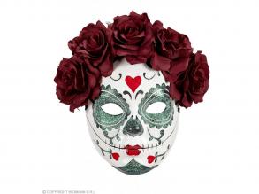 Bordó színű rózsával díszített maszk