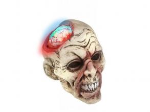 Zombi koponya világítós, színváltós - halloween dekoráció, 22 cm
