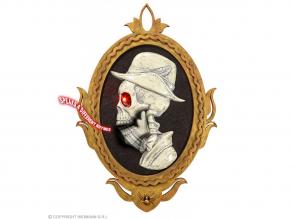 Beszélő koponya kép, villogó piros szemekkel, 32x48 cm dekoráció