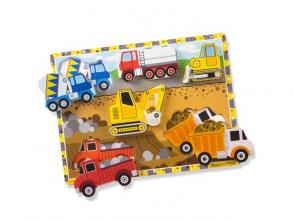 Munkagépes vastag fa formapuzzle 6 elemmel - Melissa & Doug