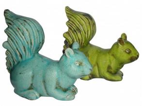 Fekvő mókusok kerámiából,  zöld, 1 db, 24 cm