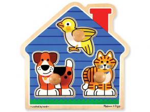 Kiskedvencek fa puzzle fogantyúval - Melissa & Doug