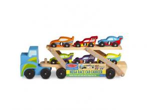 Nagy fa versenyautó szállító jármű