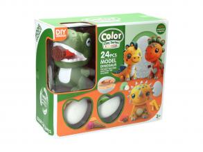 Dino gyurmakészlet  4 színű gyurma  24 darabos.