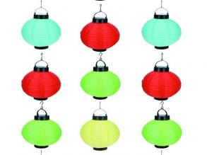 Napelemes lampion, 20 cm-es átmérőjű, LED-es, 4 féle szín, 1 db