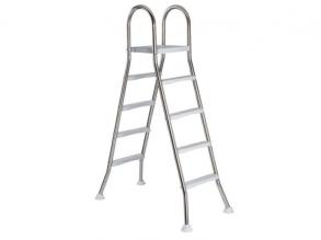 Azuro deluxe rozsdamentes acél 4 fokú létra fellépovel, max. 140 cm mély medencékhez