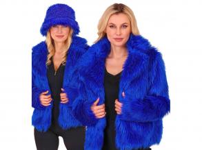 Kék színű plüss szőrös kabát női jelmez
