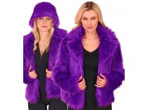 Lila színű plüss szőrös kabát női jelmez