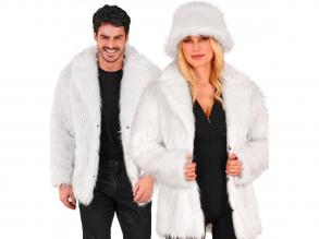 Fehér színű plüss szőrös kabát unisex felnőtt jelmez