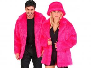 Neon pink színű plüss szőrös kabát unisex felnőtt jelmez
