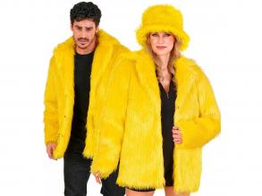 Sárga színű plüss szőrös kabát unisex felnőtt jelmez