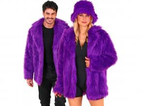 Lila színű plüss szőrös kabát unisex felnőtt jelmez