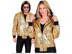 Party kapucnis csillogó felső arany színű unisex felnőtt jelmez