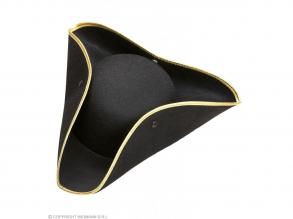 Fekete színű, háromszögletű filc kalap