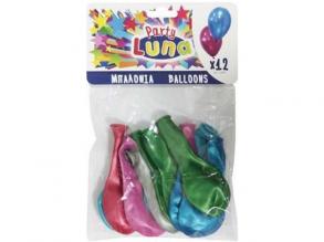 Luna: Metál színű színes lufi 12db-os szett