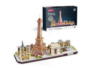 CubicFun: Párizs látképe 3D puzzle LED fénnyel - 115 darabos
