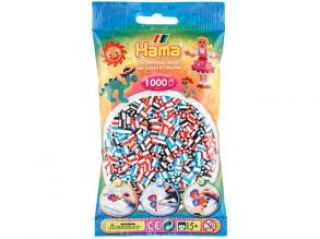 HAMA: Midi 1000 db-os csíkos fekete, kék és piros vasalható gyöngy utántöltő