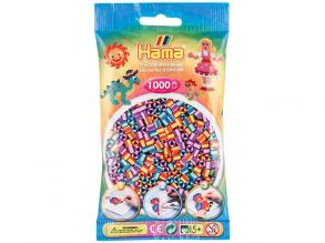 HAMA: Midi 1000 db-os csíkos lila, kék és piros vasalható gyöngy utántöltő