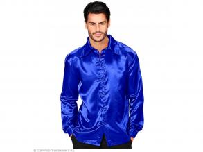 Csillogó kék diszkó szatén ing férfi jelmez
