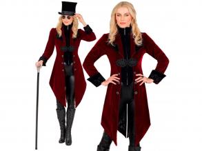 Gótikus bársony kabát bordó női jelmez